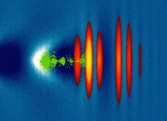 Simulation numérique illustrant le processus de l’accélération laser-plasma